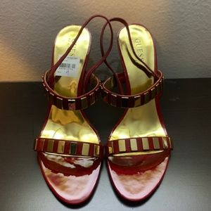 Guess by Marciano Dark Red Patent Heels Open Toe
